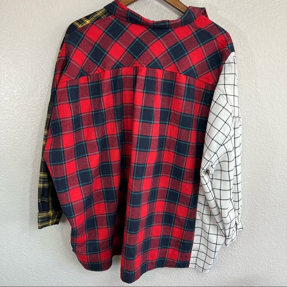 Fashion Nova plaid color block long sleeve button down - Picture 5 of 10